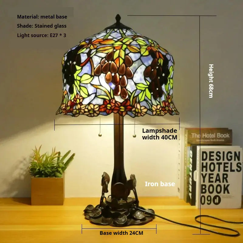 16inch 40cm Large Tiffany Style Table Lamps Stained Glass Rose Lampshade Desk Light - CTL