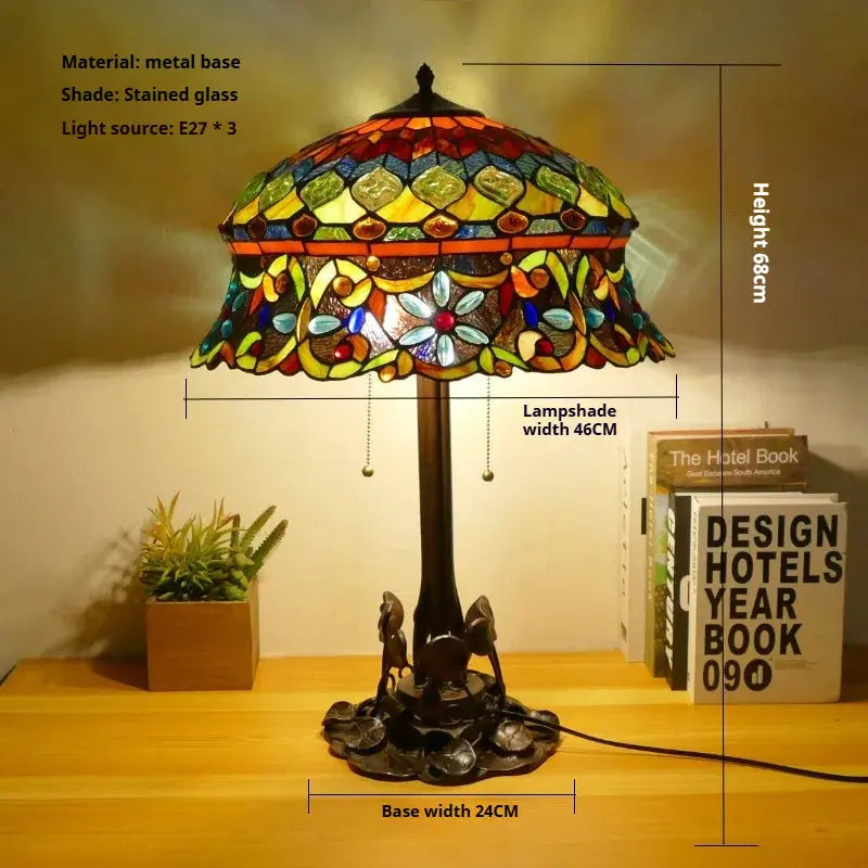 16inch 40cm Large Tiffany Style Table Lamps Stained Glass Rose Lampshade Desk Light - CTL