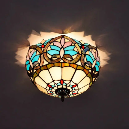 12inch Stained Glass Beige Heart Tiffany Style Ceiling Light Fixtures - CTL