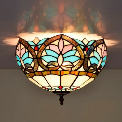 12inch Stained Glass Beige Heart Tiffany Style Ceiling Light Fixtures - CTL