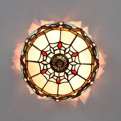 12inch Stained Glass Beige Heart Tiffany Style Ceiling Light Fixtures - CTL