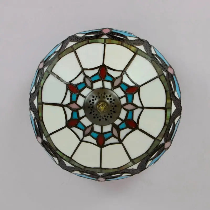 12inch Stained Glass Beige Heart Tiffany Style Ceiling Light Fixtures - CTL