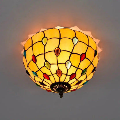 12inch Handmade Stained Glass Beads Tiffany Style Ceiling Light Fixtures - CTL