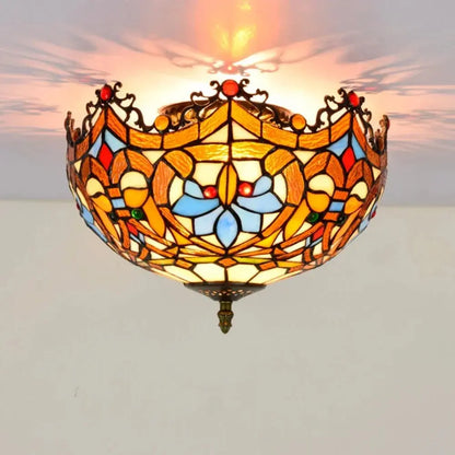 12inch Handmade Flower Shaped Tiffany Style Ceiling Light Fixtures - CTL
