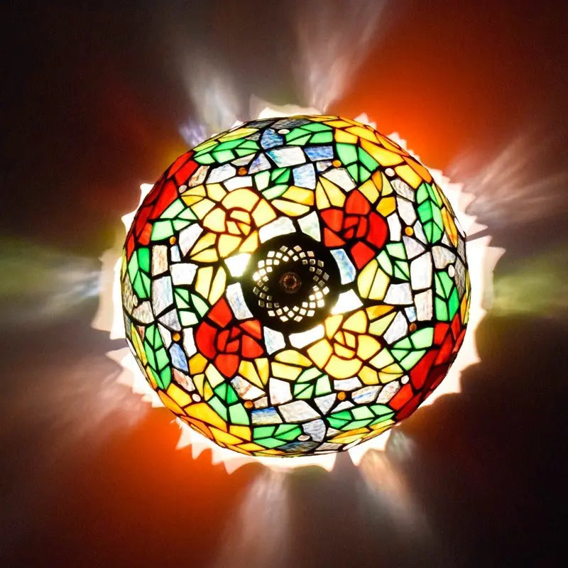 12inch Handmade Stained Glass Rose Tiffany Style Ceiling Light Fixtures - CTL