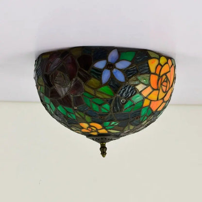 12inch Handmade Stained Glass Rose Tiffany Style Ceiling Light Fixtures - CTL
