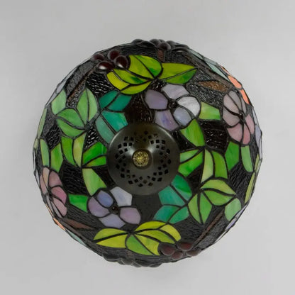 12inch Handmade Stained Glass Grape Flower Lampshade Tiffany Lights Ceiling Lamp - CTL