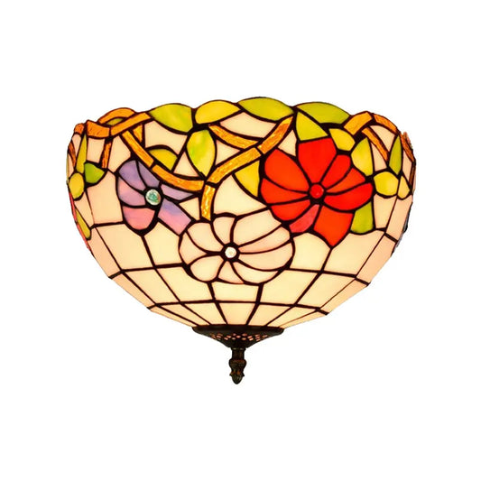 12inch Stained Glass Morning Glory Tiffany Style Ceiling Light Fixtures - CTL