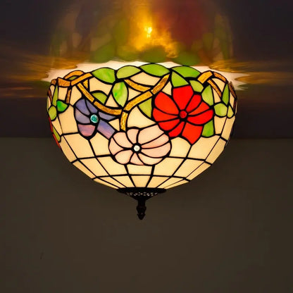 12inch Stained Glass Morning Glory Tiffany Style Ceiling Light Fixtures - CTL