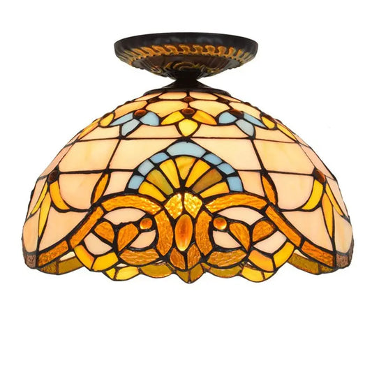 12inch Stained Glass Baroque Handmade Tiffany Lights Ceiling Lamp - CTL