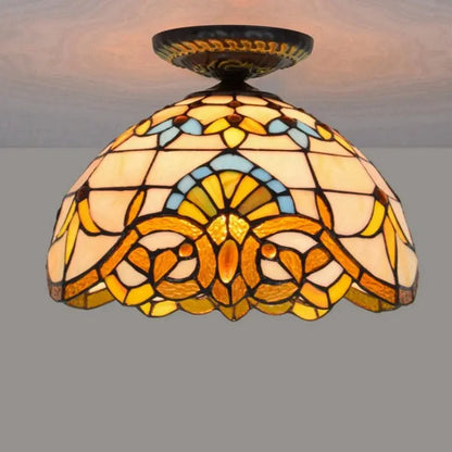 12inch Stained Glass Baroque Handmade Tiffany Lights Ceiling Lamp - CTL