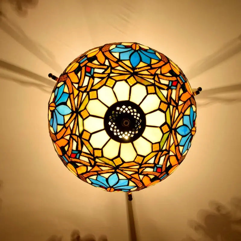 12inch Handmade Stained Glass Baroque Retro Tiffany Lights Ceiling Lamp - CTL
