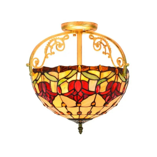 12inch Handmade Stained Glass Tulip Tiffany Lights Ceiling Lamp - CTL