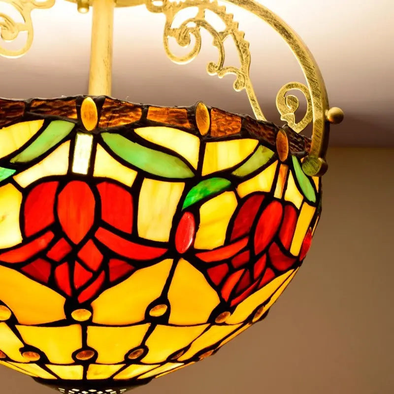 12inch Handmade Stained Glass Tulip Tiffany Lights Ceiling Lamp - CTL
