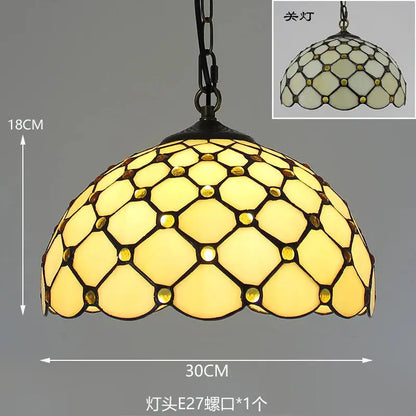 12inch Retro Stained Glass Chandelier Wisteria Tiffany Style Lamp Pendant Light - CTL