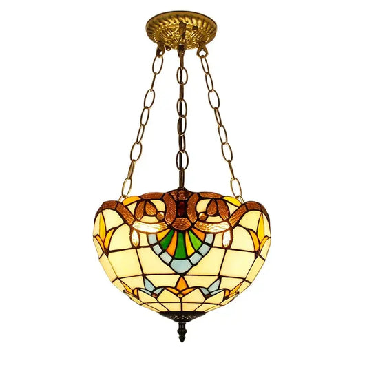 12inch 30cm Retro Stained Glass Baroque Lampshade Anti-chandelier Tiffany Pendant Light - CTL