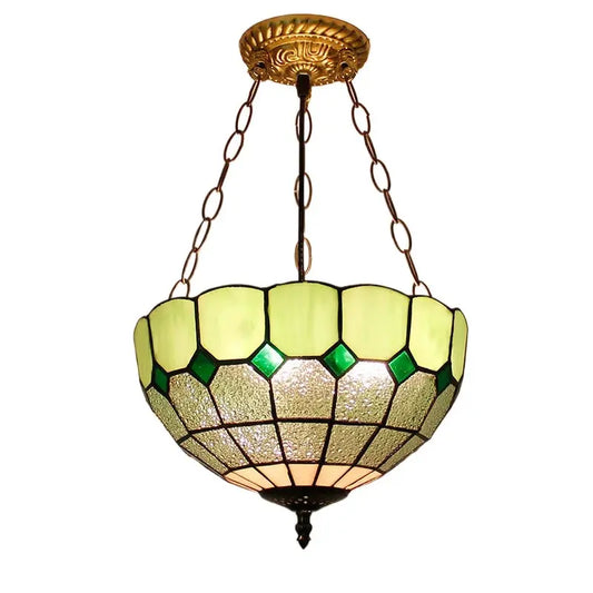 12inch 30cm Retro Stained Glass Diamond Green Anti-chandelier Tiffany Pendant Light - CTL