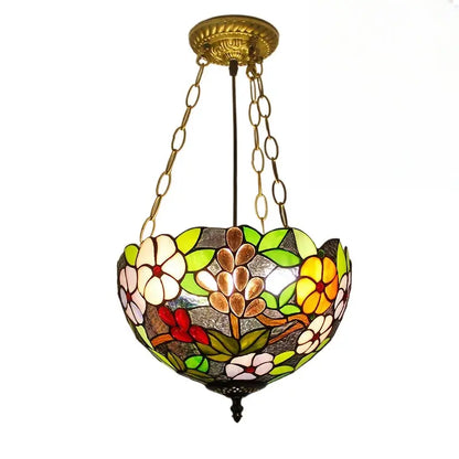 12inch 30cm Retro Stained Glass Grapes Floral Anti-chandelier Tiffany Pendant Light - CTL