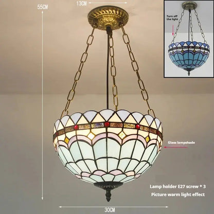 12inch 30cm Retro Stained Glass Sea Air Anti-chandelier Tiffany Pendant Light - CTL