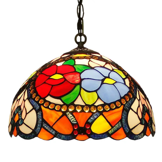 12inch 30cm Stained Glass Beads Rose Lampshade Tiffany Pendant Light - CTL
