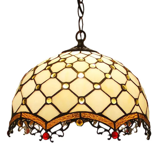 12inch Antique Stained Glass Dragon Tail Lampshade Tiffany Glass Pendant Lights - CTL
