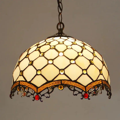 12inch Antique Stained Glass Dragon Tail Lampshade Tiffany Glass Pendant Lights - CTL