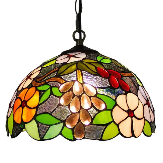 12inch 30cm Stained Glass Grapes Floral Art Lampshade Bar Kitchen Island Lamp Tiffany Pendant Light - CTL