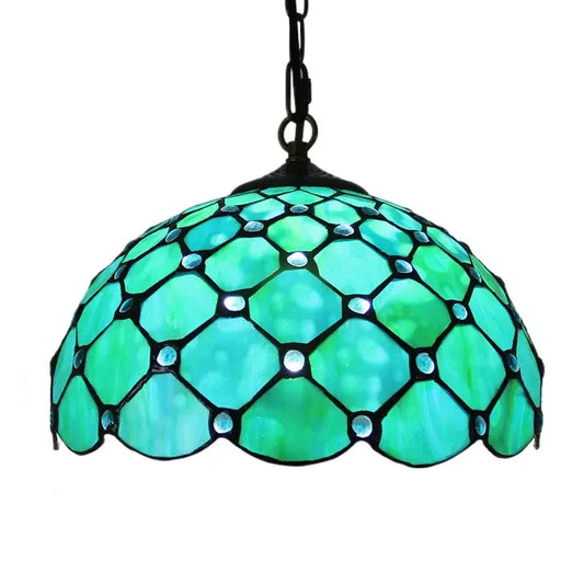 12inch 30cm Stained Glass Green Lampshade Vintage Tiffany Pendant Light - CTL