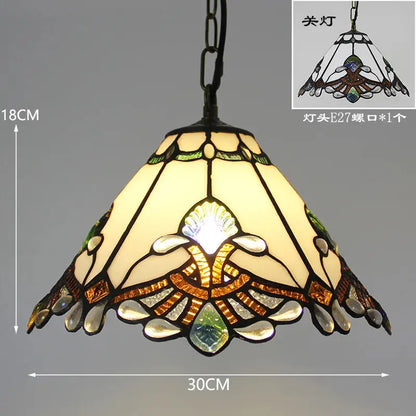 12inch 30cm Stained Glass Green Lampshade Vintage Tiffany Pendant Light - CTL