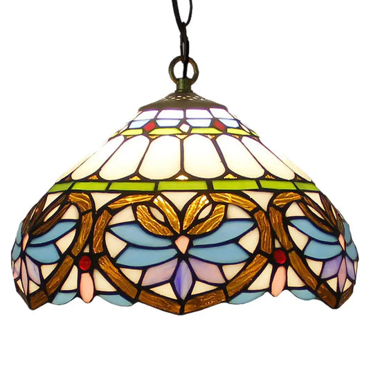 12inch 30cm Stained Glass Red Star Baroque Lampshade Tiffany Pendant Light - CTL