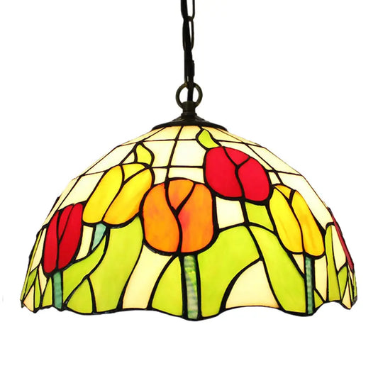 12inch 30cm Stained Glass Tulip Flower Lampshade Tiffany Pendant Light - CTL