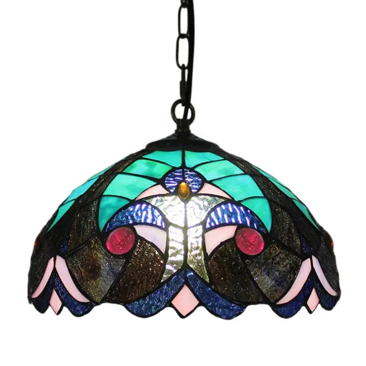 12inch Tiffany Kitchen Light Fixtures Stained Glass Green Grass Lampshade Pendant Light - CTL