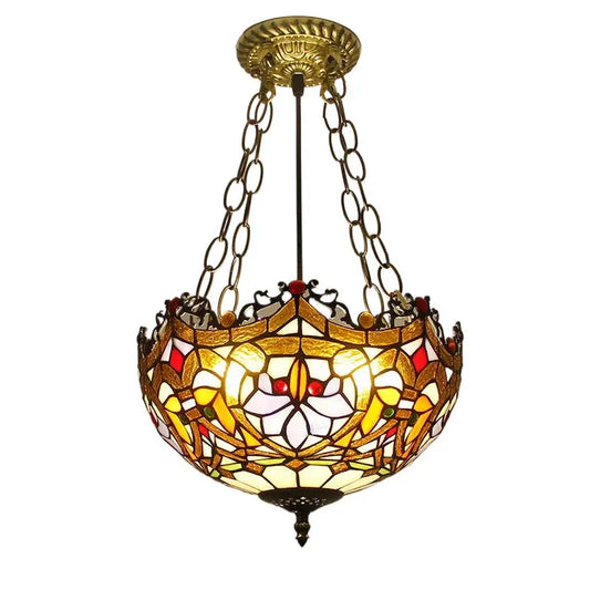 12inch 30cm Vintage Stained Glass Dragon Tail Anti-chandelier Tiffany Pendant Light - CTL