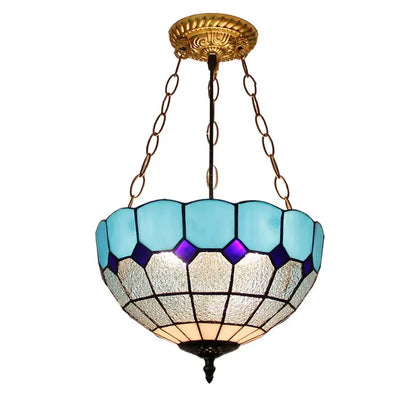12inch 30cm Vintage Stained Glass Ocean Blue Anti-chandelier Tiffany Pendant Light - CTL