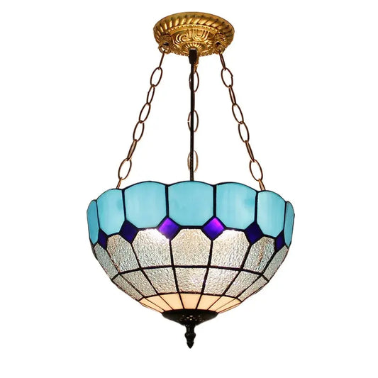 12inch 30cm Vintage Stained Glass Ocean Blue Anti-chandelier Tiffany Pendant Light - CTL