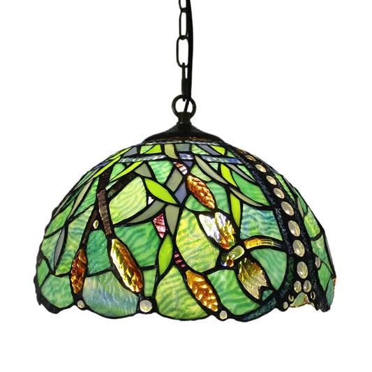 12inch Green Lampshade Stained Glass Pendant Lamp Tiffany Hanging Light - CTL