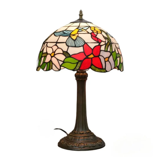 12inch Hummingbird Tiffany Lamp Stained Glass Floral Lampshade Vintage Desk Lamps - CTL