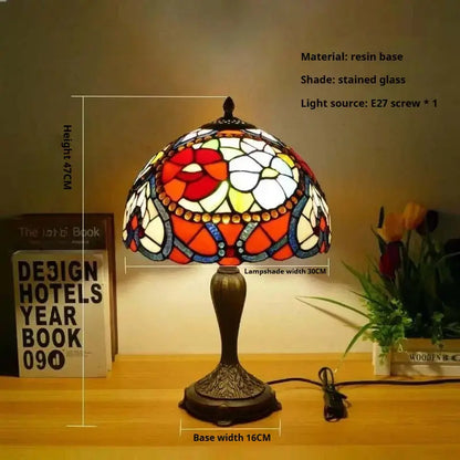 12inch Tiffany Table Lamp Dragonfly Lampshade Stained Glass Desk Light - CTL