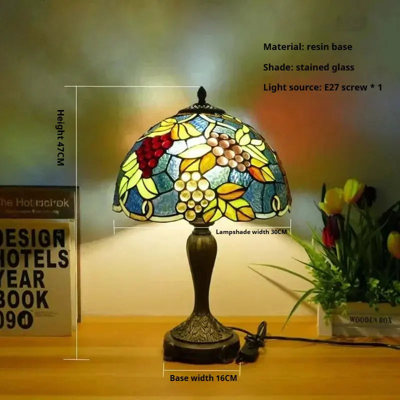12inch Tiffany Table Lamp Dragonfly Lampshade Stained Glass Desk Light - CTL
