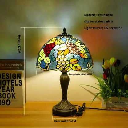 12inch Tiffany Table Lamp Dragonfly Lampshade Stained Glass Desk Light - CTL