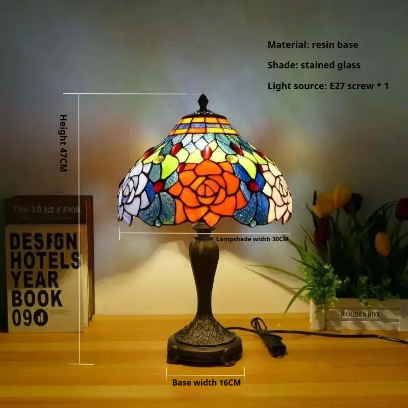 12inch Tiffany Table Lamp Dragonfly Lampshade Stained Glass Desk Light - CTL