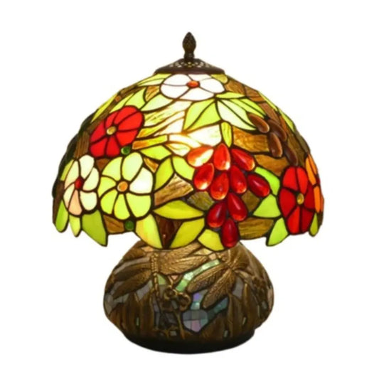 12inch Stained Glass Pattern Floral Lampshade Vintage Tiffany Style Table Lamps - CTL
