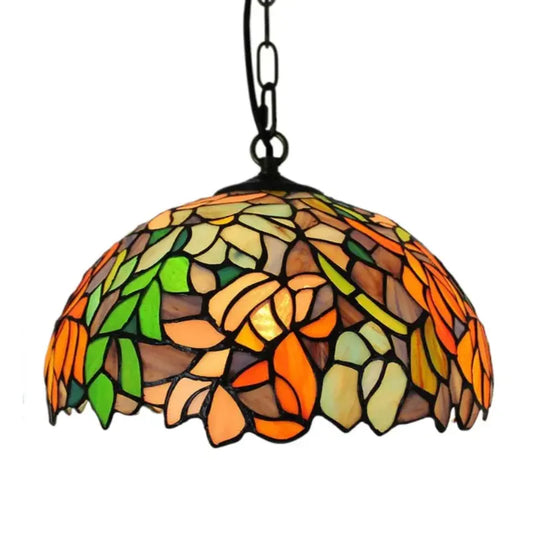 12inch Stained Glass Pendant Light Wisteria Art Lampshade Tiffany Style Hanging Lamp - CTL