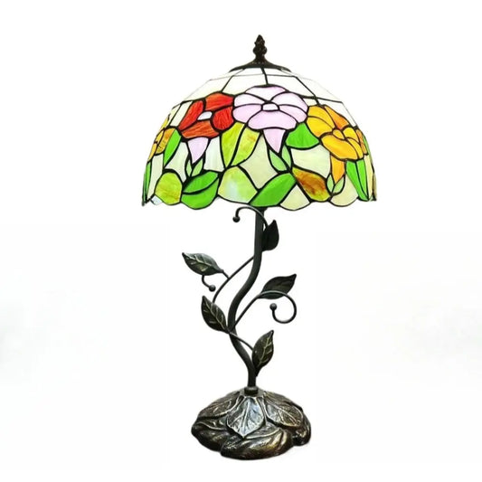 12inch Antique Tiffany Table Lamps Stained Glass Rose Handmade Bedside Light - CTL