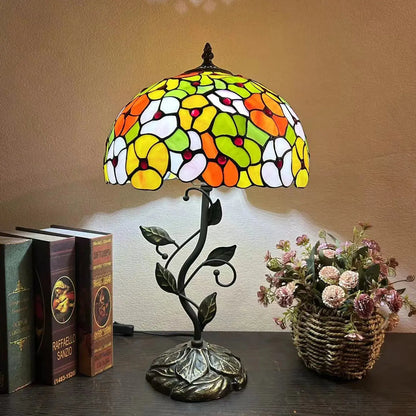 12inch Antique Tiffany Table Lamps Stained Glass Rose Handmade Bedside Light - CTL