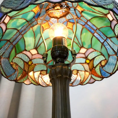 12inch Stained Glass Green Lampshade Tiffany Table Lamp Vintage Desk Light - CTL