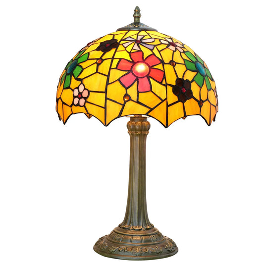 12inch Tiffany Bedside Lights Stained Glass Cherry Blossoms Lampshade Vintage Table Lamp - CTL