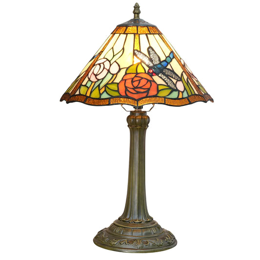 12inch Stained Glass Reading Lamp Dragonfly Lampshade Vintage Tiffany Desk Light - CTL