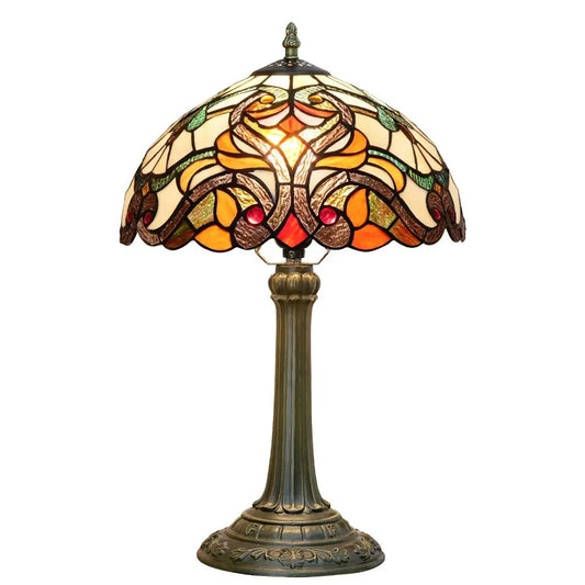 12inch Tiffany Stained Glass Lampshade Vintage Table Lamp for Living Room - CTL