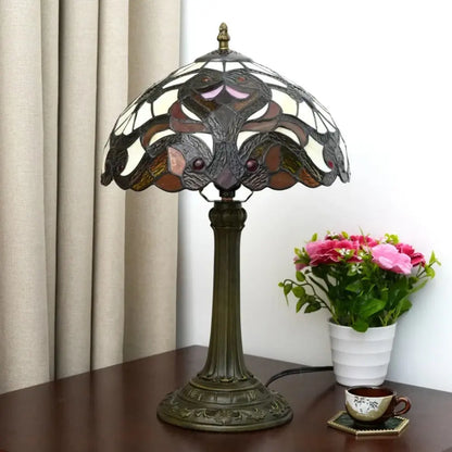 12inch Tiffany Stained Glass Lampshade Vintage Table Lamp for Living Room - CTL